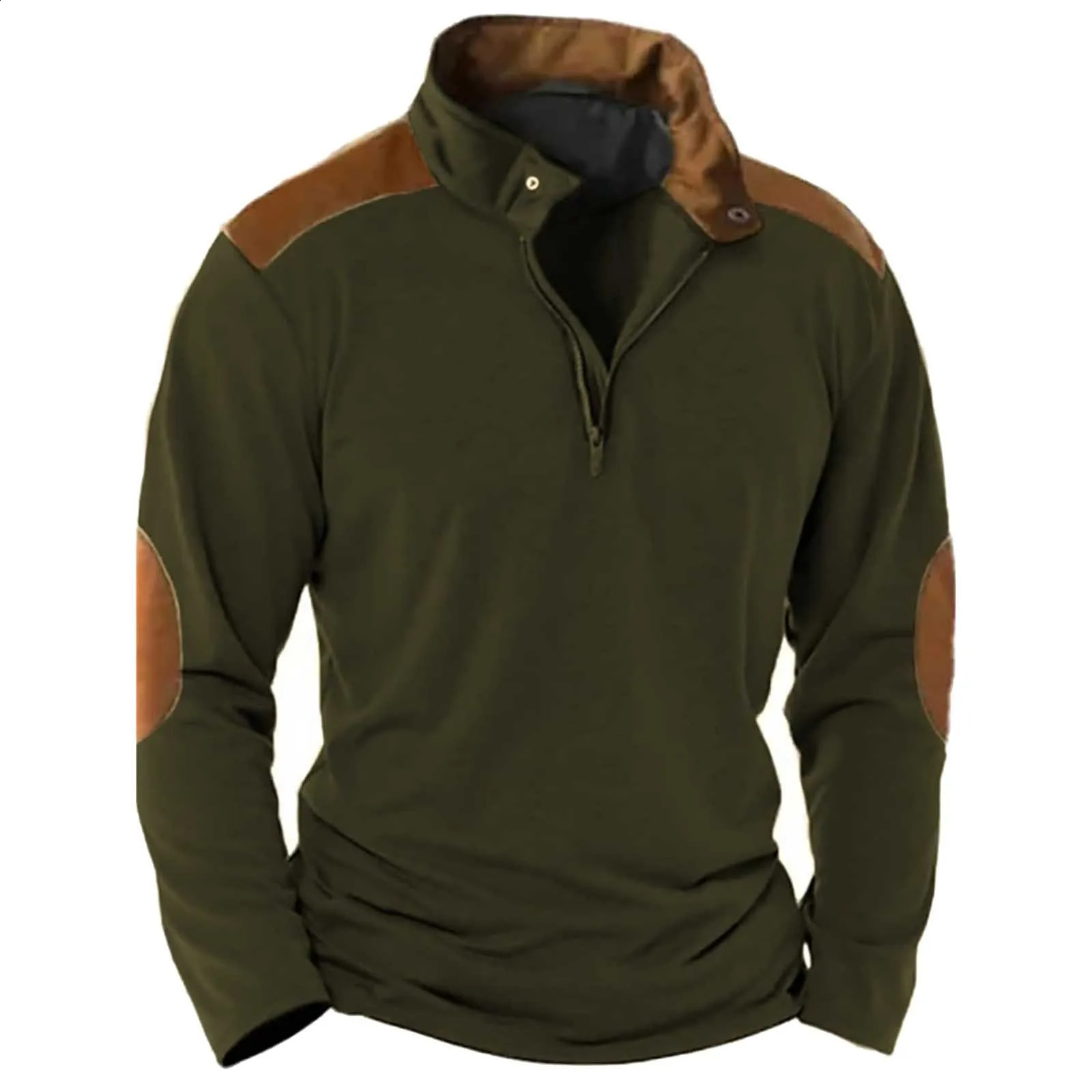 Mens tactical outdoor wool jacket hunting set warm zipper decoration mens windproof hiking sweater 240822
