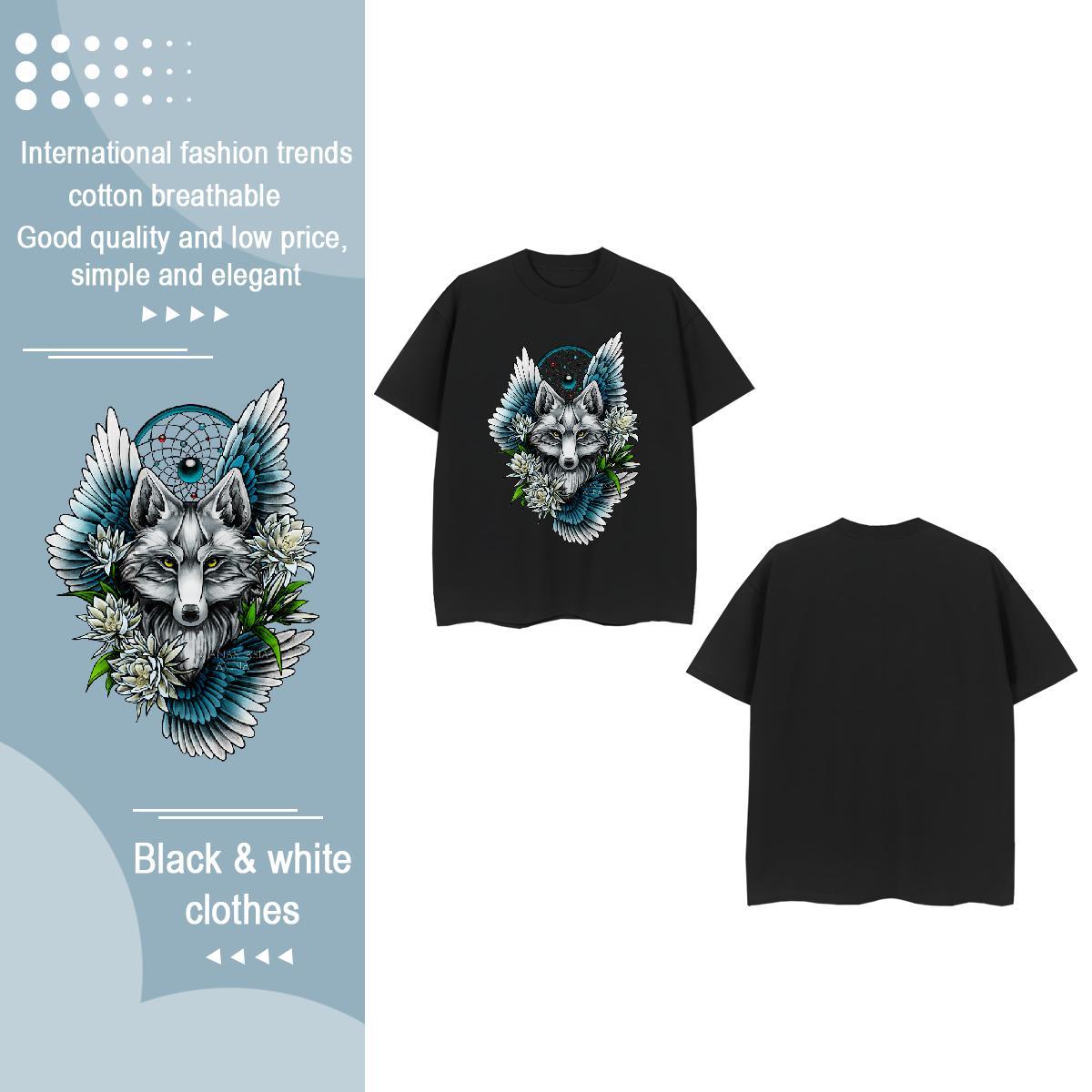 Custom Women T Shirts O-Neck Short Sleeve 230g 100% Cotton Women Tees Oversized L-4XL wolf Beach Soft Polos