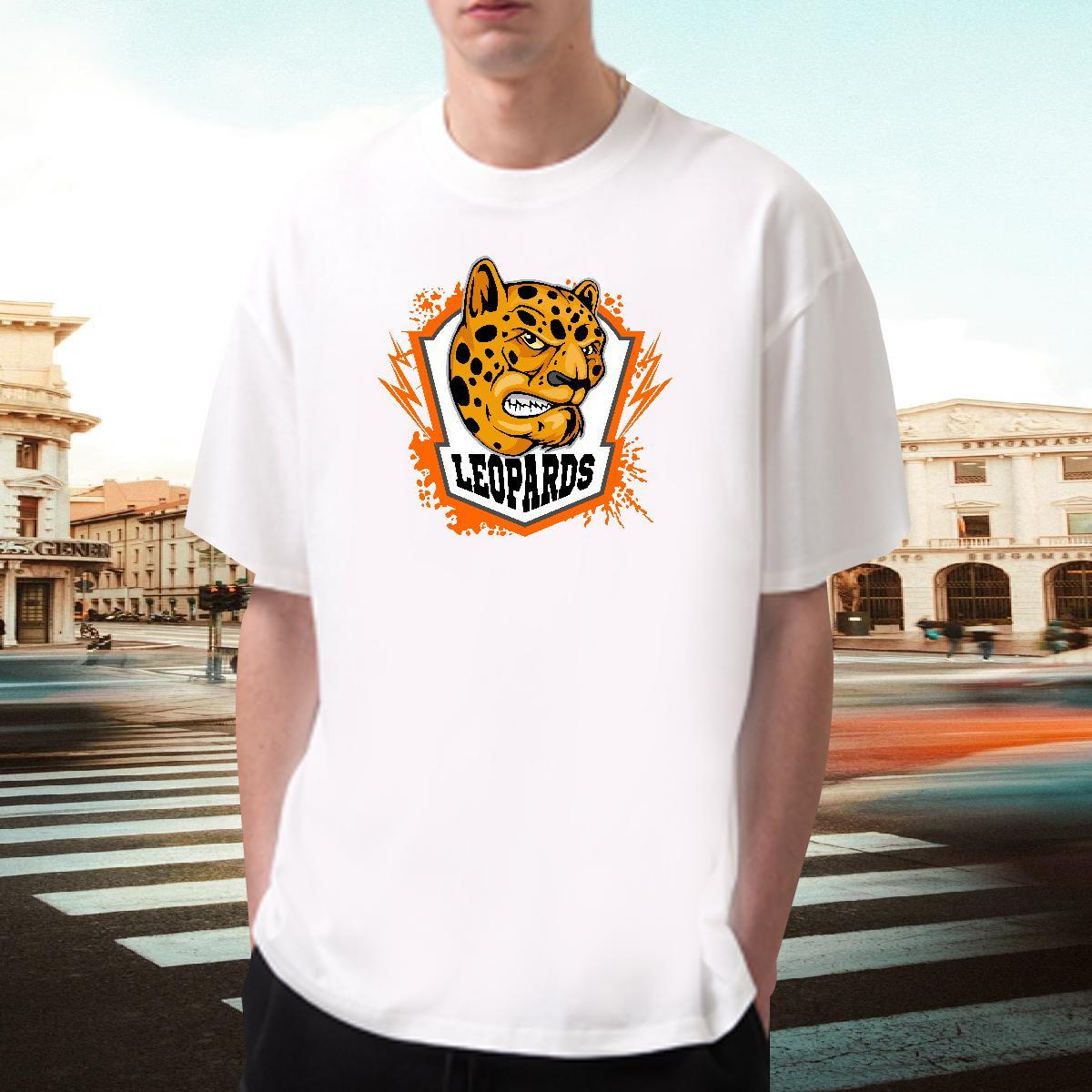 Soft Tshirt for Man Woman Hip Hop 230g Pure Cotton Customized Breathable Crew Neck leopard Man T Shirts Factory Direct Wear