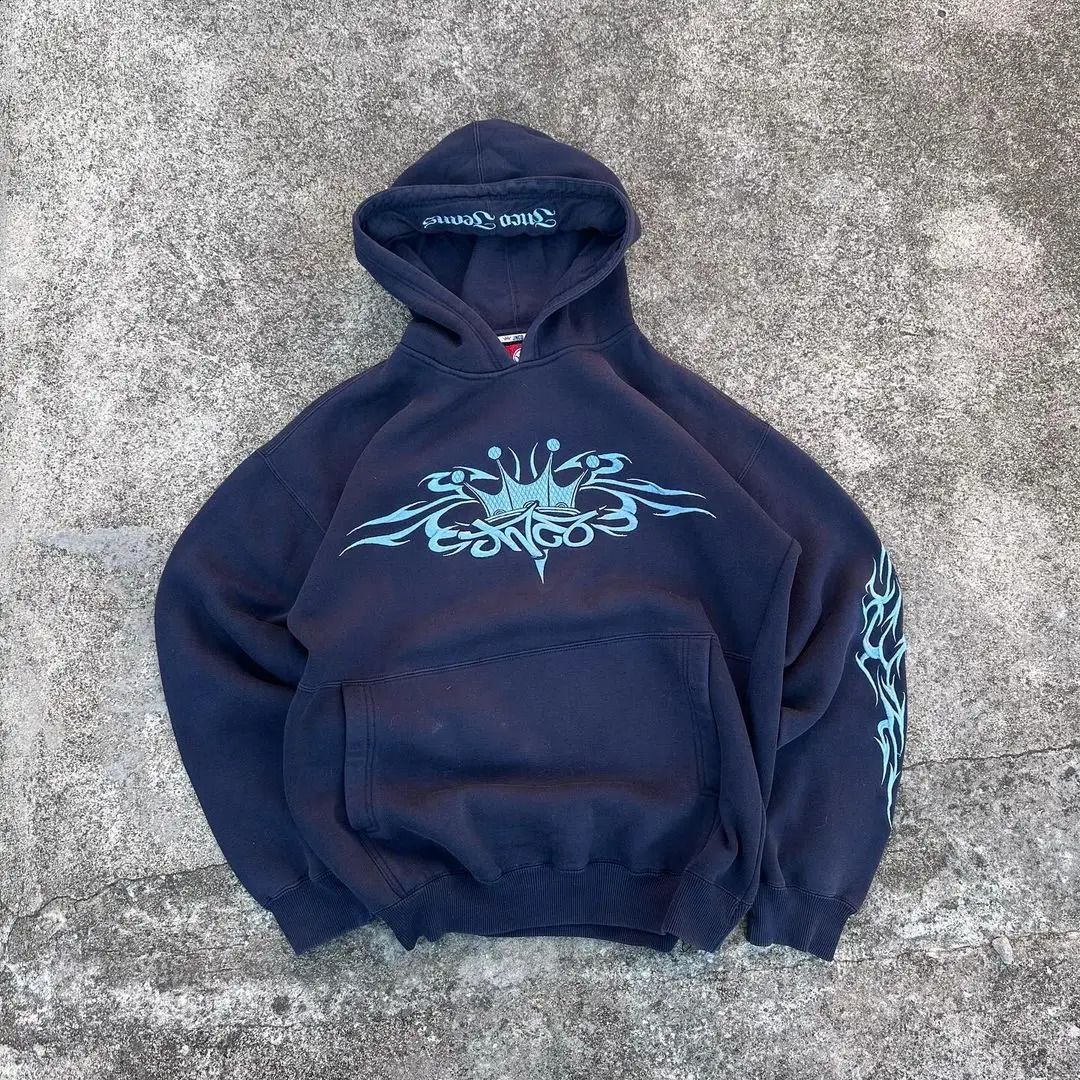 Y2k Hoodie JNCO Pattern Printed Harajuku Hip Hop Casual Sweatshirt Personalized Retro Loose Womens Street Clothing 240821