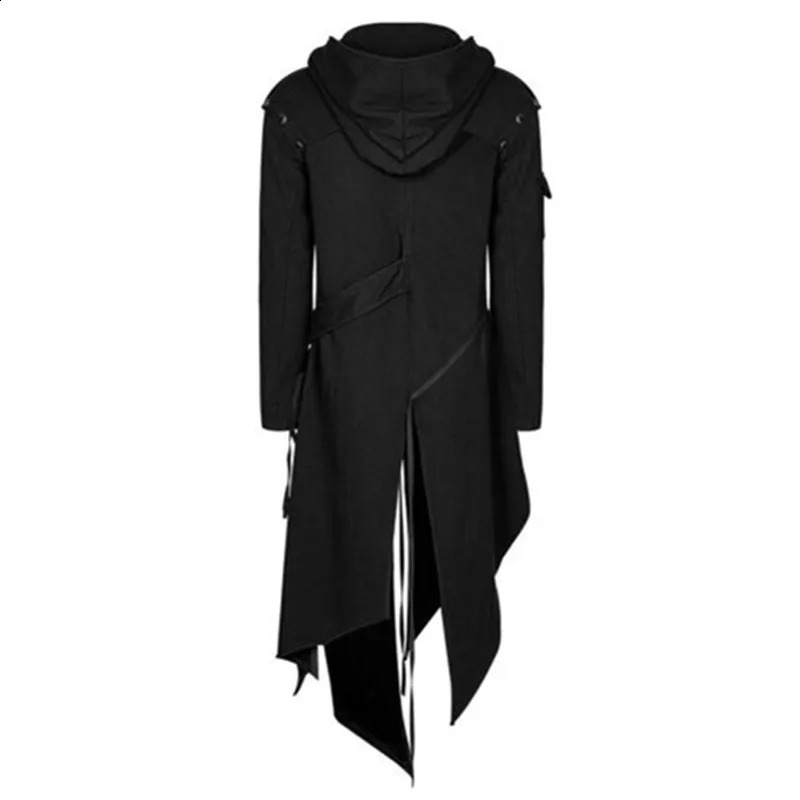 Vintage Halloween Medieval Steampunk Assassin Elves Pirate Costume Adult Men Black Long Split Jacket Gothic Armor Thin Coats 421 240822