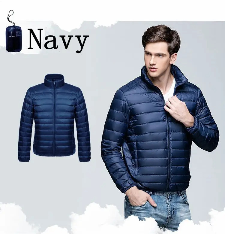 Mens lightweight waterproof packaging inflatable jacket autumn and winter item mens casual standard 240822