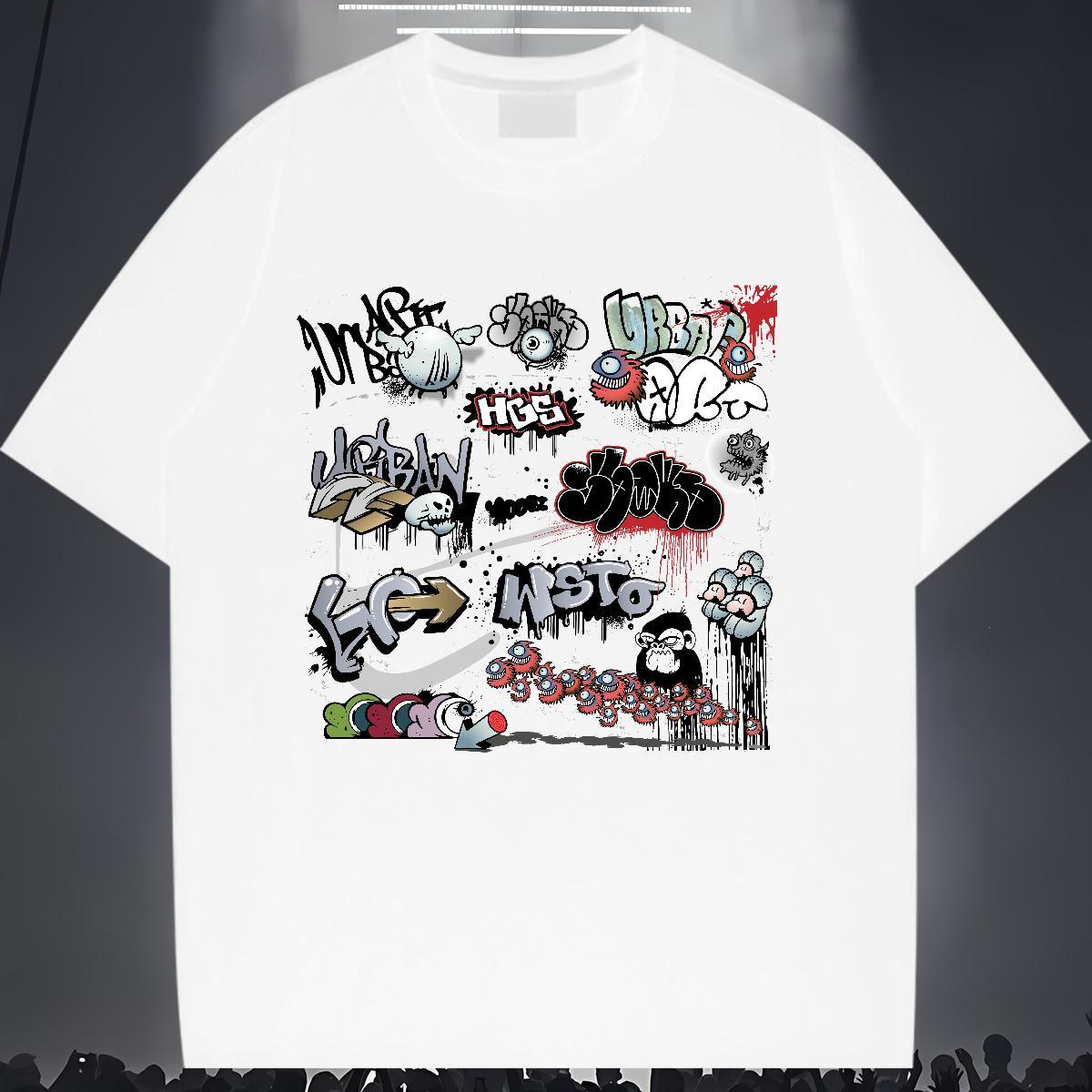Wholesale Lady T shirt 230g 100% Cotton Colorful Summer Casual Womens T Shirts Breathable Crew Neck Cartoon Anime Top Shirts