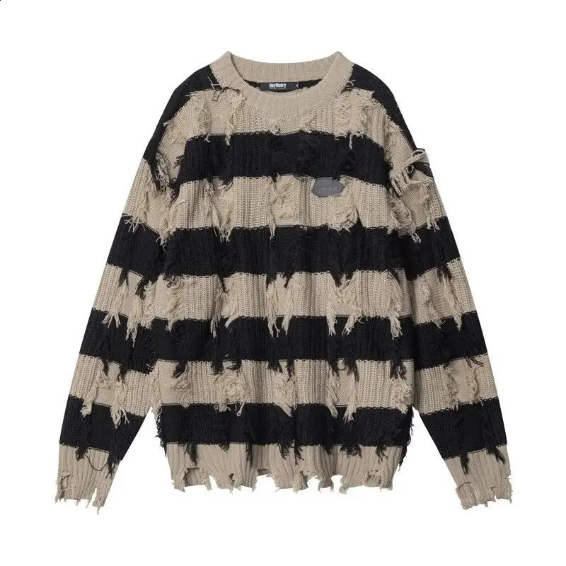 Fringe Sweater Winter Mans And Womens Hole Oversized Sweater Harajuku Lazy Autumn Wispy Leisure Lovers Pullover Men Clothes 240821