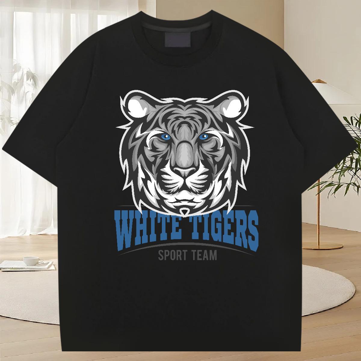 Soft Men Tees Spring Summer 100% Cotton 230g Anime Short Sleeve O-Neck tiger T Shirt For Man Designer Clothes