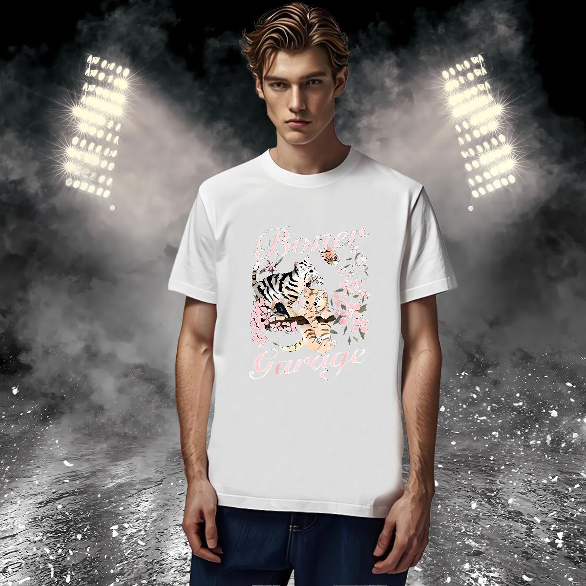 Cool flower T Shirt For Man Sports Casual Tshirt for Man Woman 230g Pure Cotton Fashion Design Breathable Crew Neck Skull Tops Tees