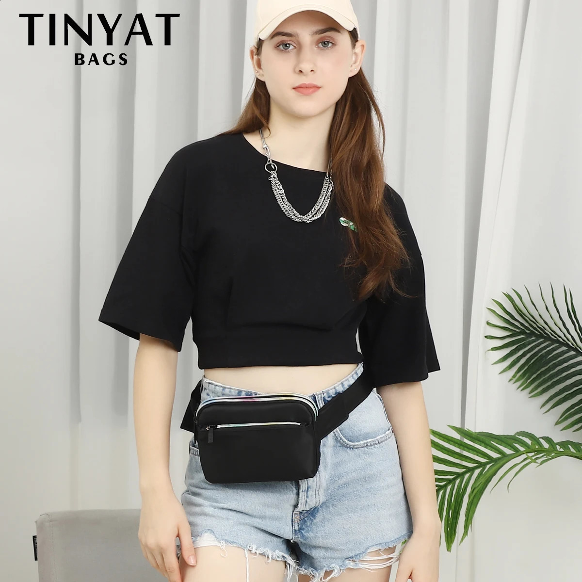 Tinyat Womens Waist Bag Shoulder Fanny Pack Mobile Money Light Sports Mens Belt Colorful Zipper Fashion 240821