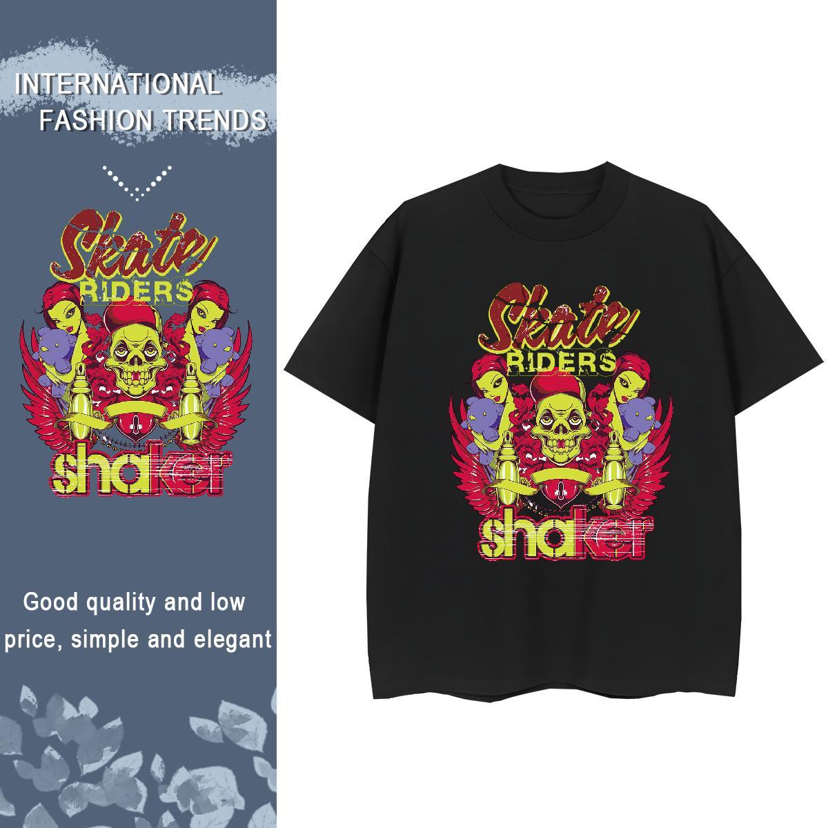 2024 Designer Woman T Shirts 100% Cotton 230g O Neck Short Sleeves Casual Daily Wear skull Women Tshirts Nice Anime Print Clothes Shirt