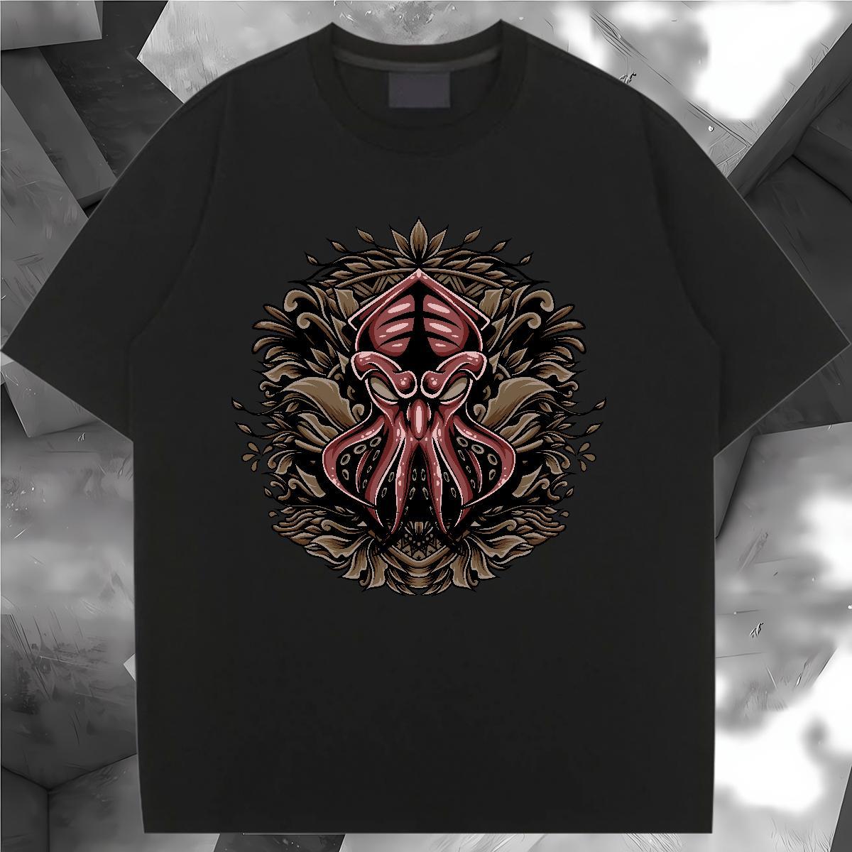 Fashion T-Shirts for Women Short Sleeve O-Neck 230g 100% Cotton Couples T Shirts DIY Logo octopus Sports Casual Popular Clothes
