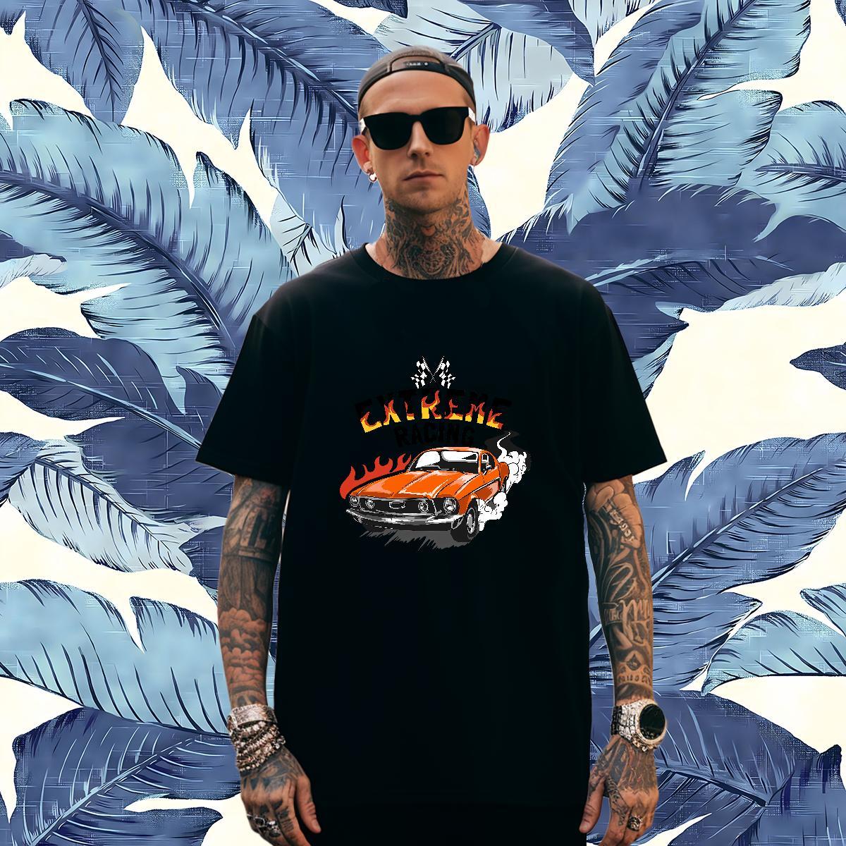 Comfortable car T Shirt For Man Casual Beach Couples T Shirts 100% Cotton 230g Fashion Design Short Sleeve Soft Plus Size Custom Tees