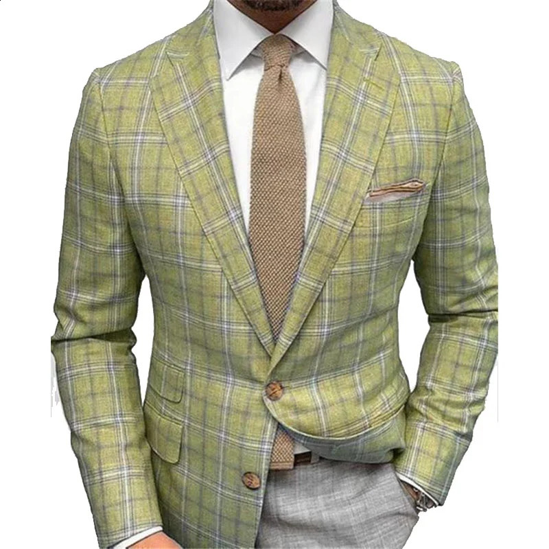 Spring Autumn Mens Solid Color Blazer Casual Suit Fashion Business Top Jacket Plaid Clothing Hombre Coat 240821