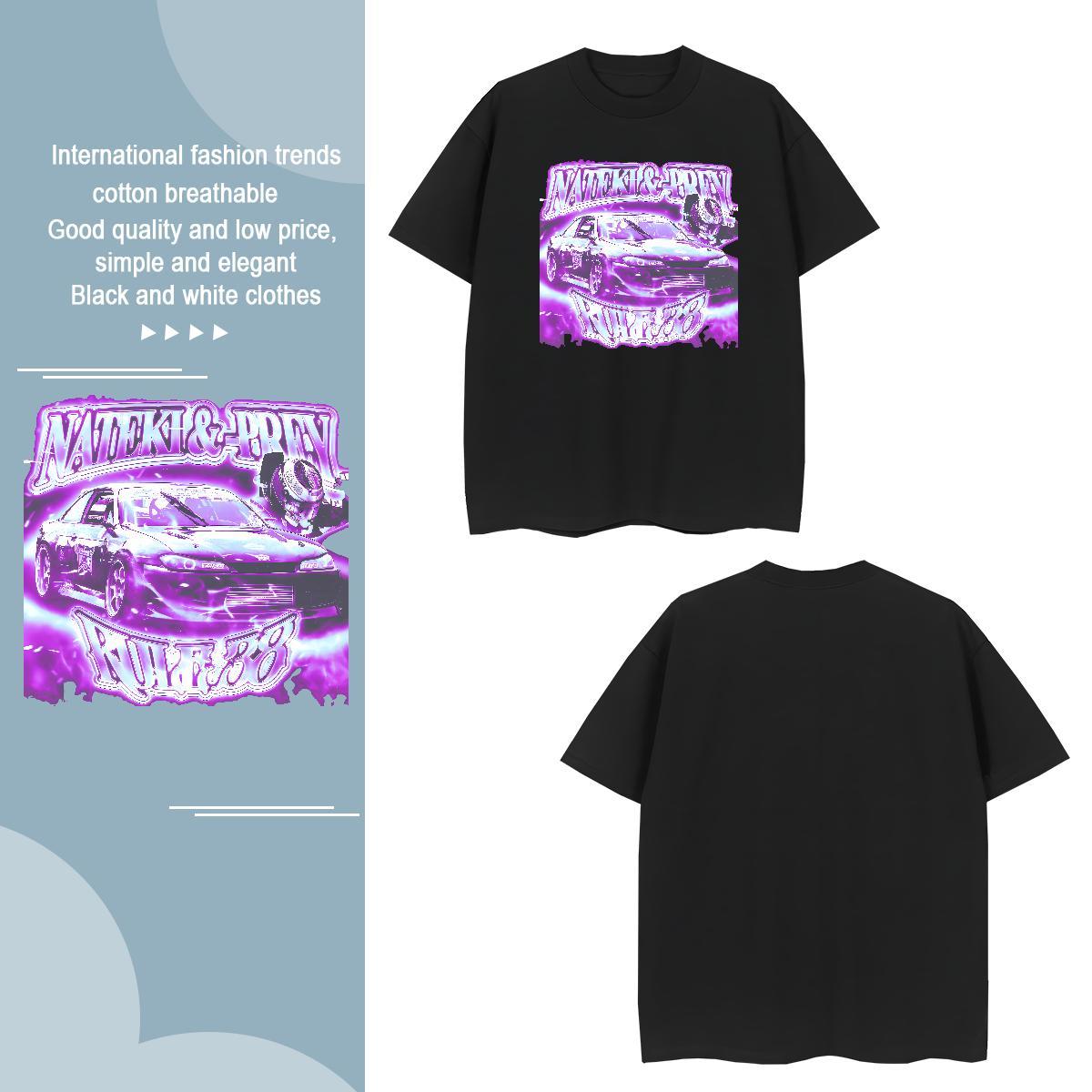Loose car Man T Shirts Anime Printing Street Men Tshirts 230g 100% Cotton DIY Customized Breathable Crew Neck DIY Printed Top Tees