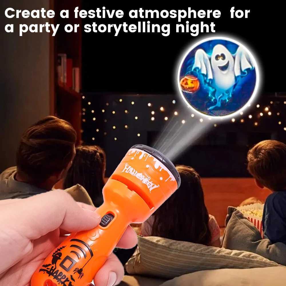 Cartoon Luminous Ghost Pumpkin Projector Flashlight Toys Children Light Pattern Sleep Flashlight Baby Educational Halloween Gift Y240821