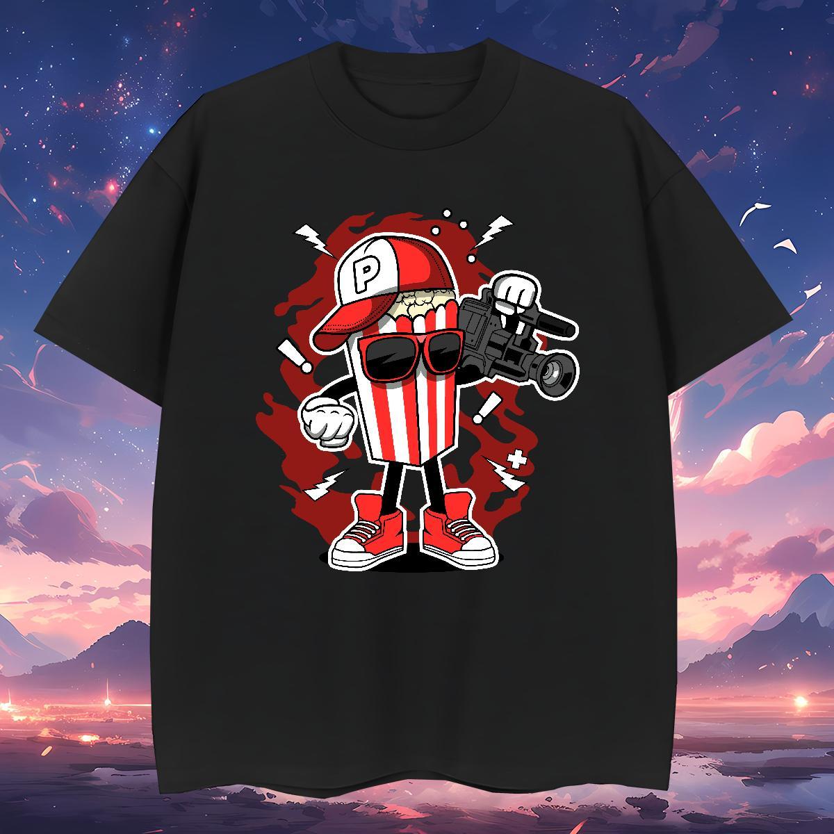 Wholesale popcorn T shirt Hip Hop Street Men Tshirts 230g Cotton Free Shipping Breathable Short Sleeve DIY Logo Oversized Clothes
