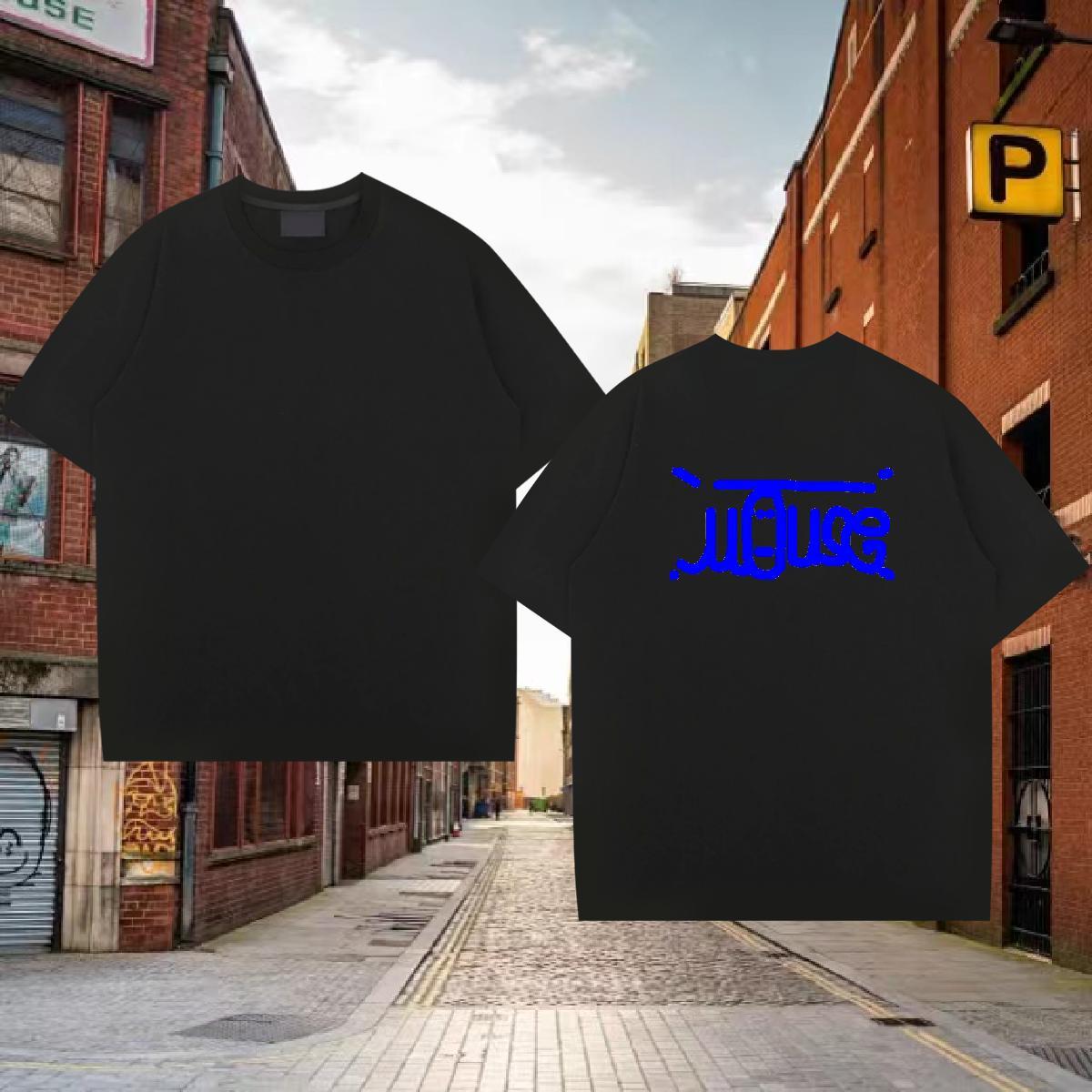 Free Shipping Mens T Shirts 100% Cotton 230g blue Spring Summer Customized Print Breathable Short Sleeve Men Tees New Top Tees