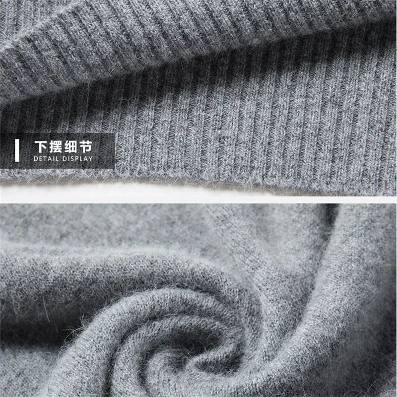 Mens Mock Neck 100% Pure Woolen Sweaters Autumn Winter Warm Cashmere Sweater Solid Knitted Pullovers for Men Slim Knitwear Tops 240821