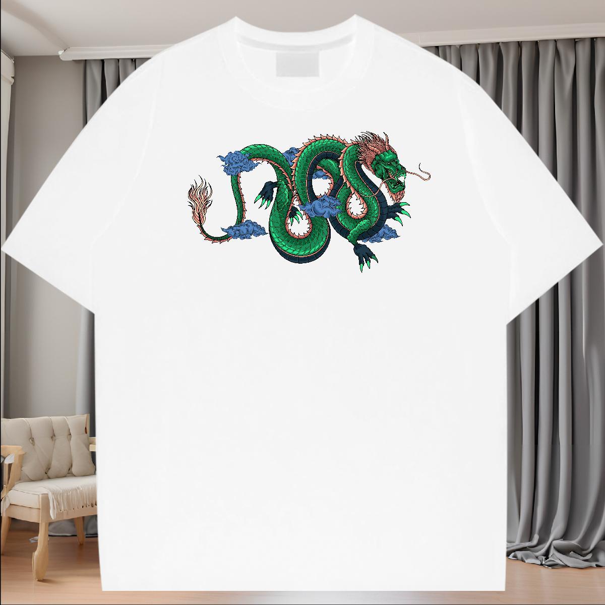 Custom Summer Casual Mens Tshirts dragon Round Neck Short Sleeve 230g Pure Cotton T shirt Cool Design Plus Size Custom Top Tees