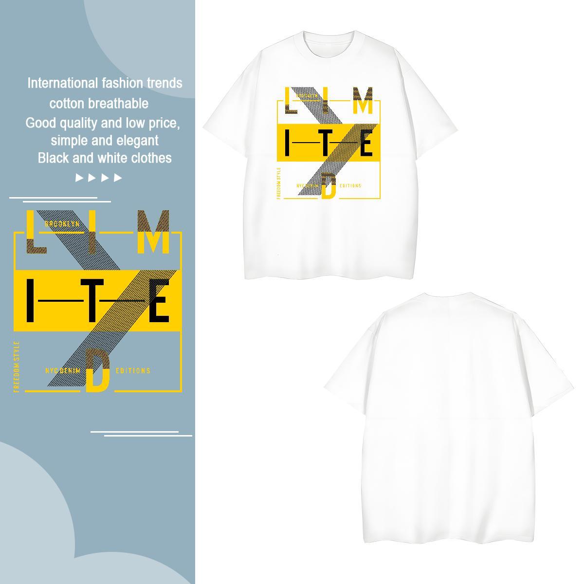 Free Shipping letter Man T Shirts Casual Daily Wear Mens Tshirts 230g Cotton 2024 Summer Crew Neck Breathable DIY Printed Tops Shirt