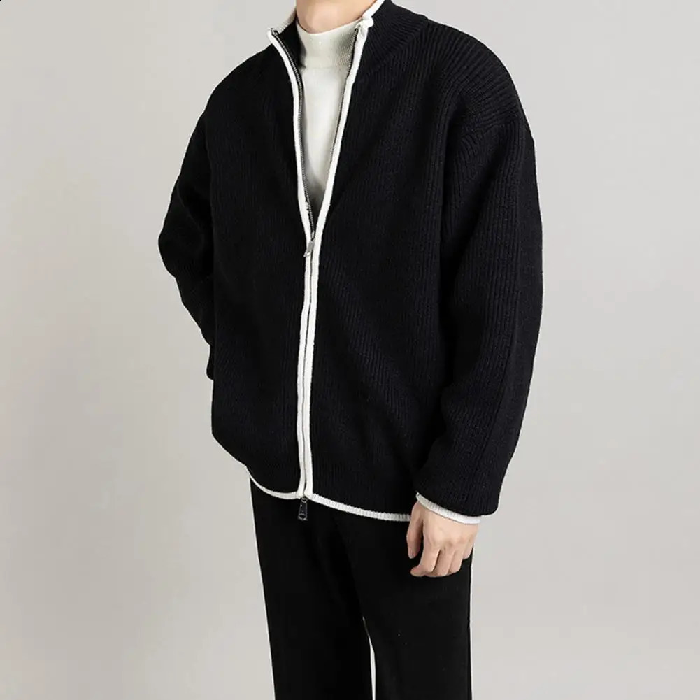 tricolor mens cardigans for the season fashionable knitted wool sweater 240821