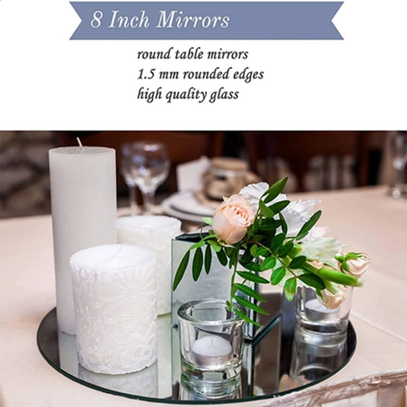 Round Acrylic Mirror Tray 8inch Circle Mirror Plate Decor Accessory 240822
