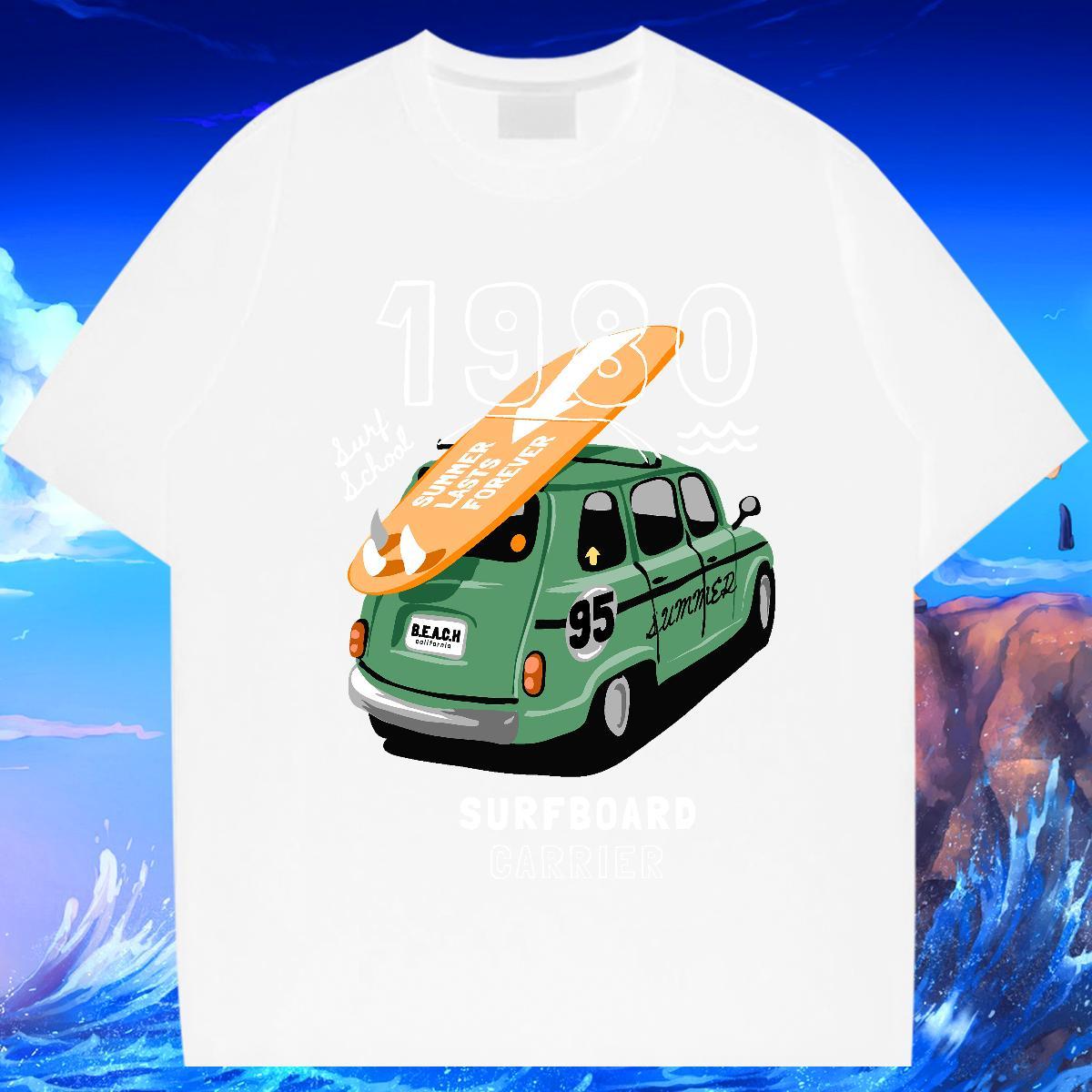 Brand Men Tshirts Sports Casual 100% Cotton 230g DIY Anime Pure Cotton car T shirt 2024 Designer Polos