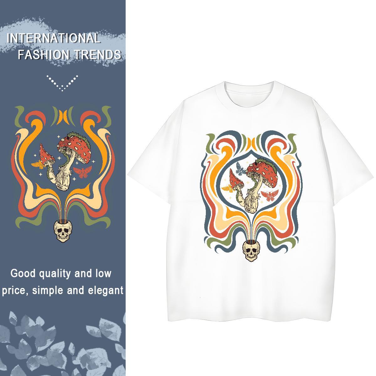 2024 T-Shirts Breathable Crew Neck 100% Cotton 230g Women Tshirts DIY Anime mushroom Casual Sport Designer Tops Tees