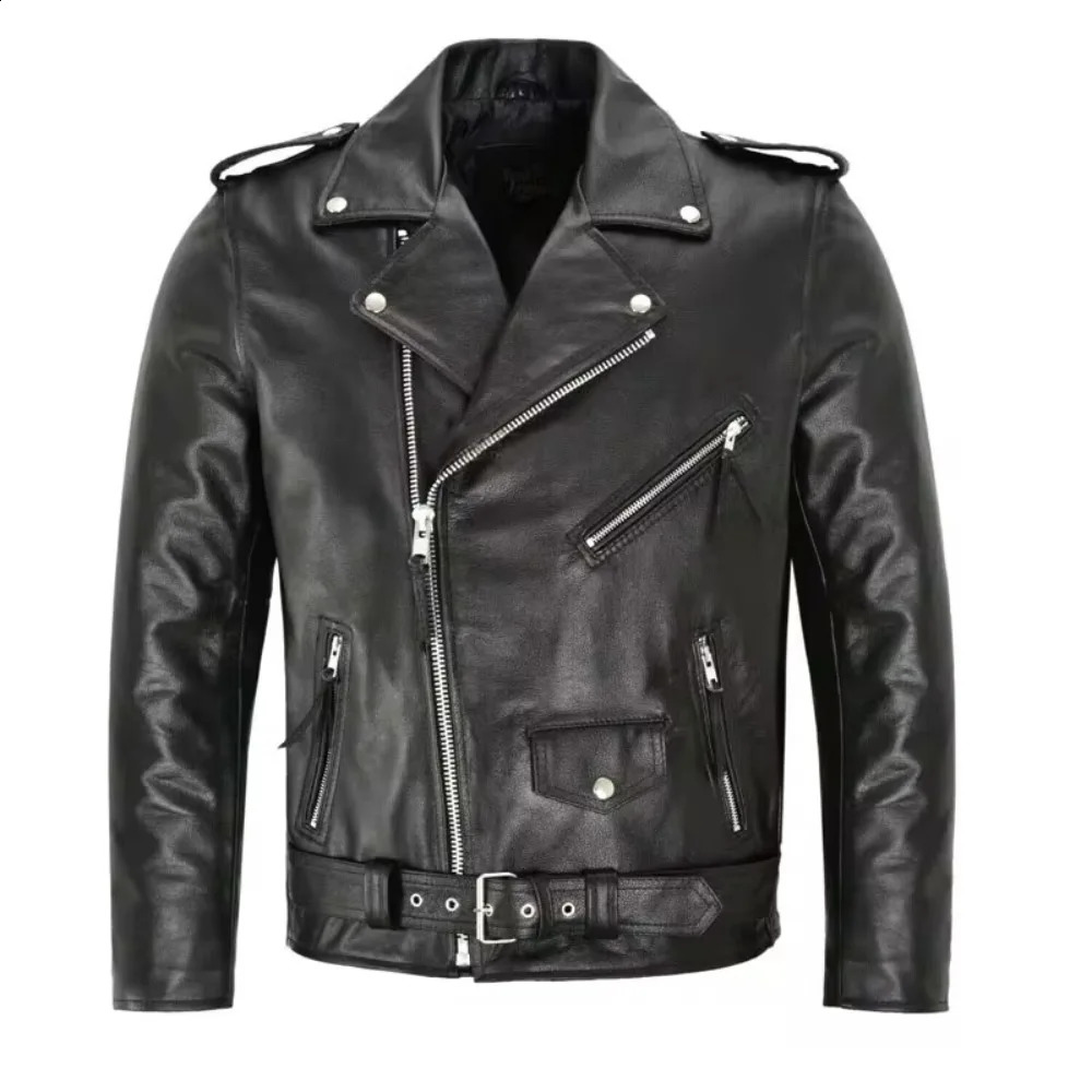 Mens Slim Fit Stand Collar Leather Jacket Anti-Wind Motorcycle Lapel Diagonal Zipper PU Jackets Mens Leather Jacket 240822