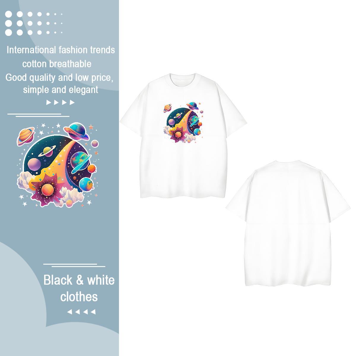 Brand Womens T Shirts Breathable Crew Neck 100% Cotton 230g Couples T Shirts Cartoon Printing L-4XL star Sport Wholesale Tops Shirt