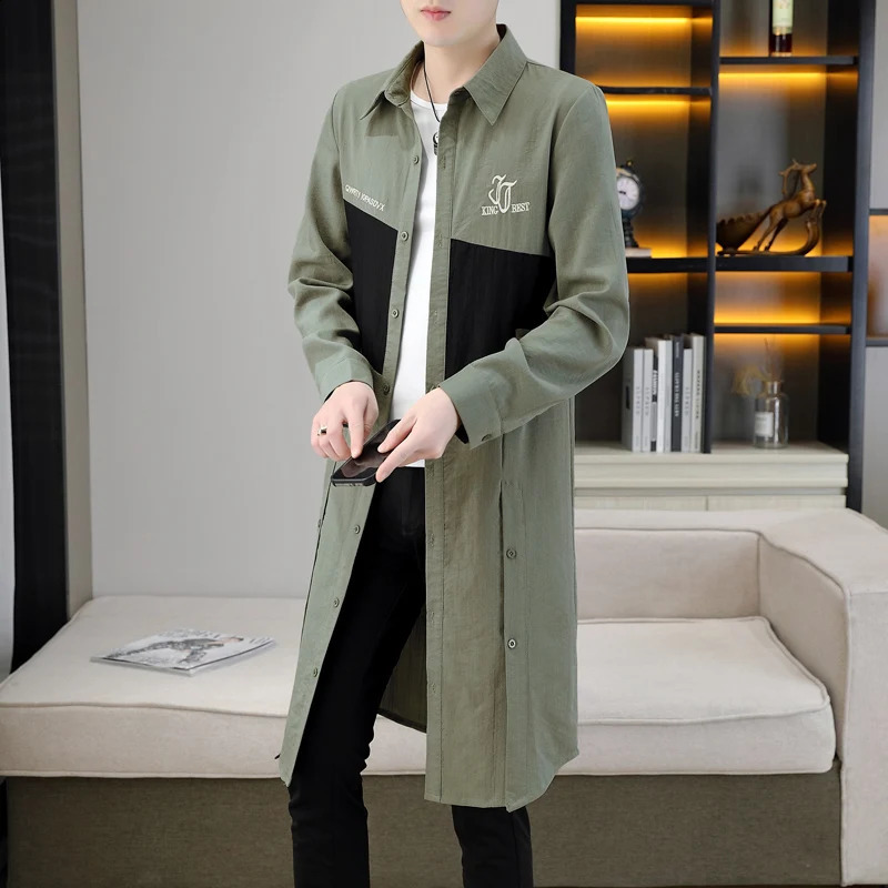 Mens Ultra-thin Windbreaker Mid-length Summer Sun Protection Clothes Coat thin Trend Trench coat Handsome Cloak 240822