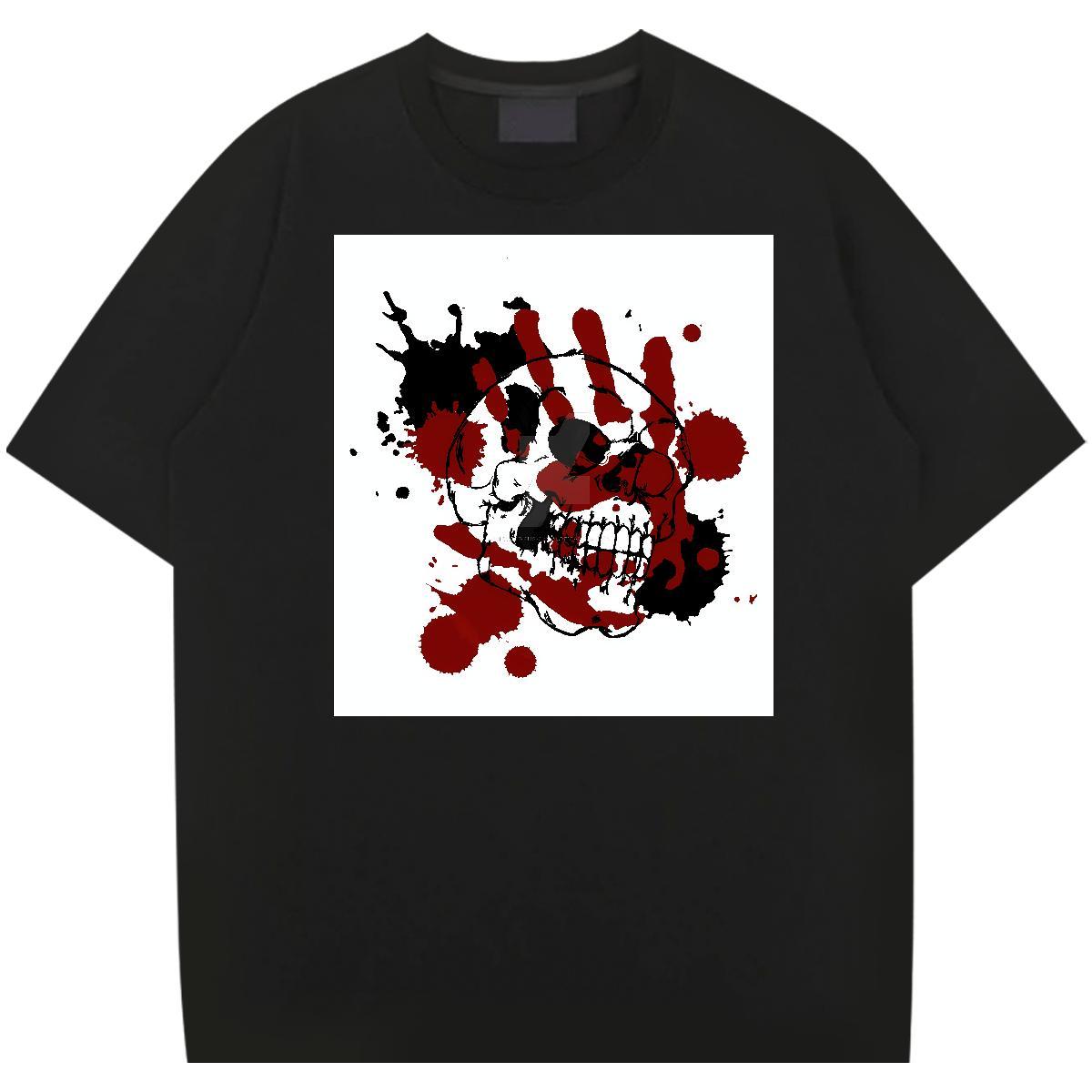 Factory Direct Anime Printing Street Men Tees scary Short Sleeve O-Neck 230g Pure Cotton T-Shirts for Men Comfortable Black Oversized Clothings