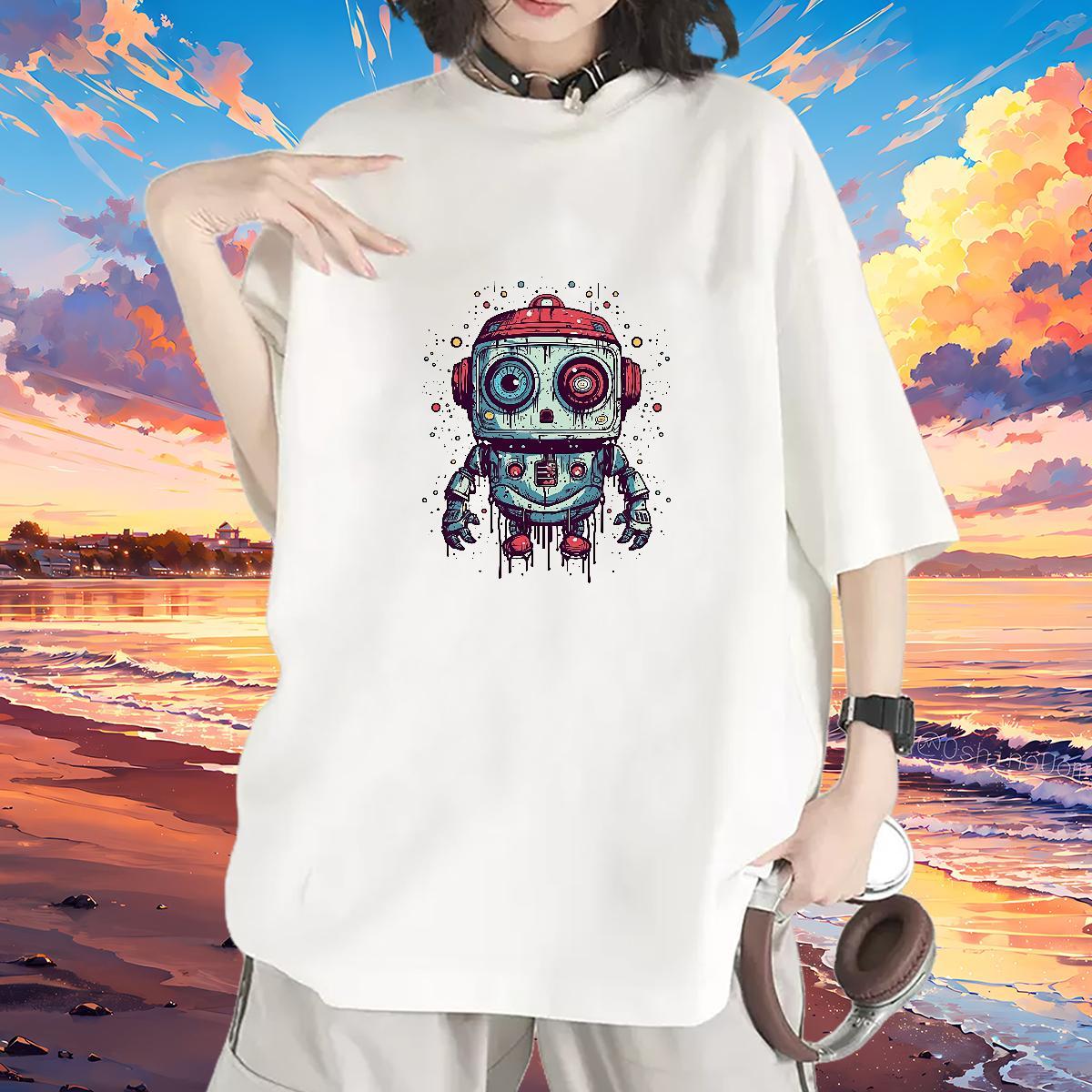 DIY Womens T Shirts Breathable Crew Neck 100% Cotton 230g Woman Tshirt Skull ET Street Wear Popular Tees Shirts