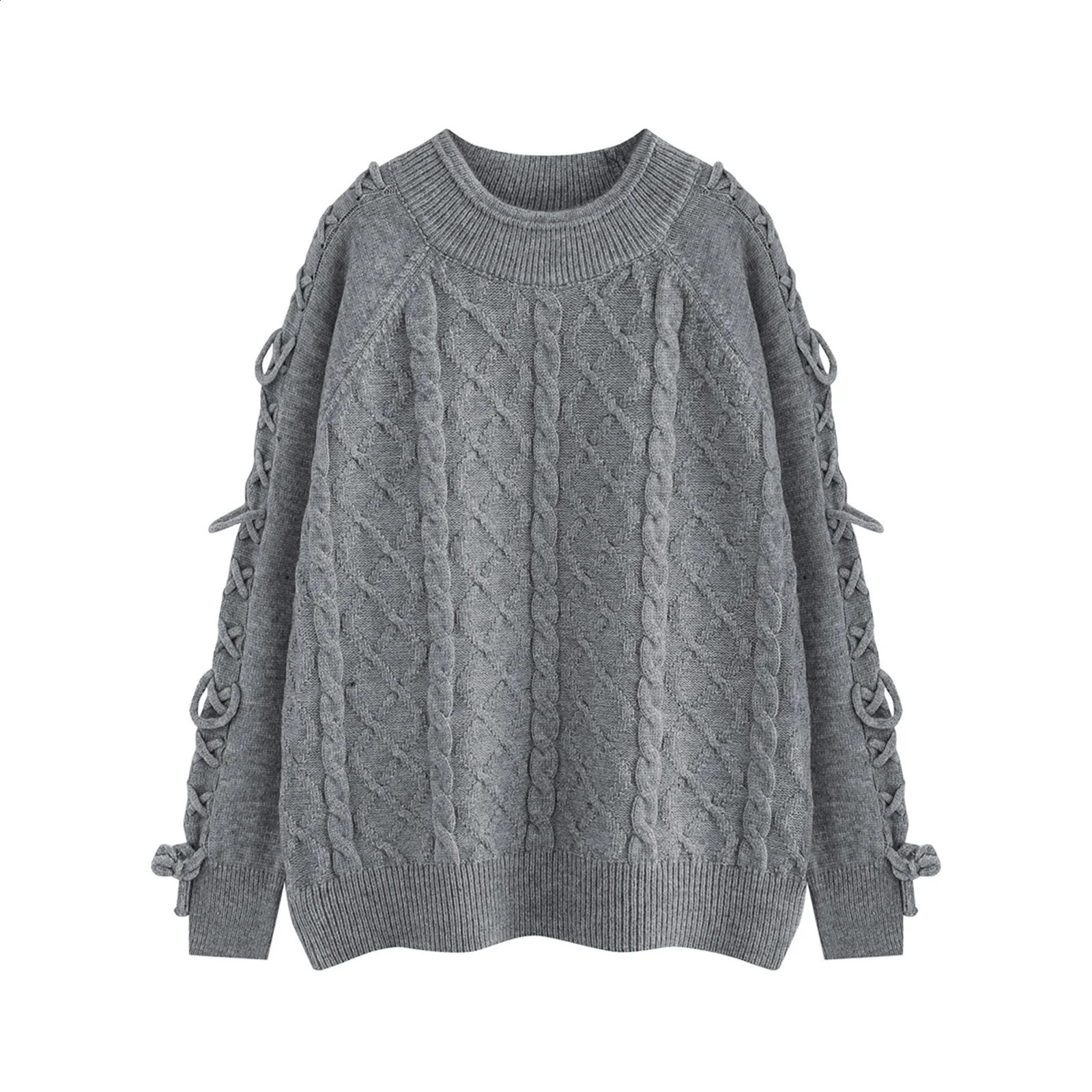 Pullover Knitted Sweaters for Men High Street Twist Jacquard Weave Women Crew Neck Casual Baggy Autumn Clothes Oversized 240821