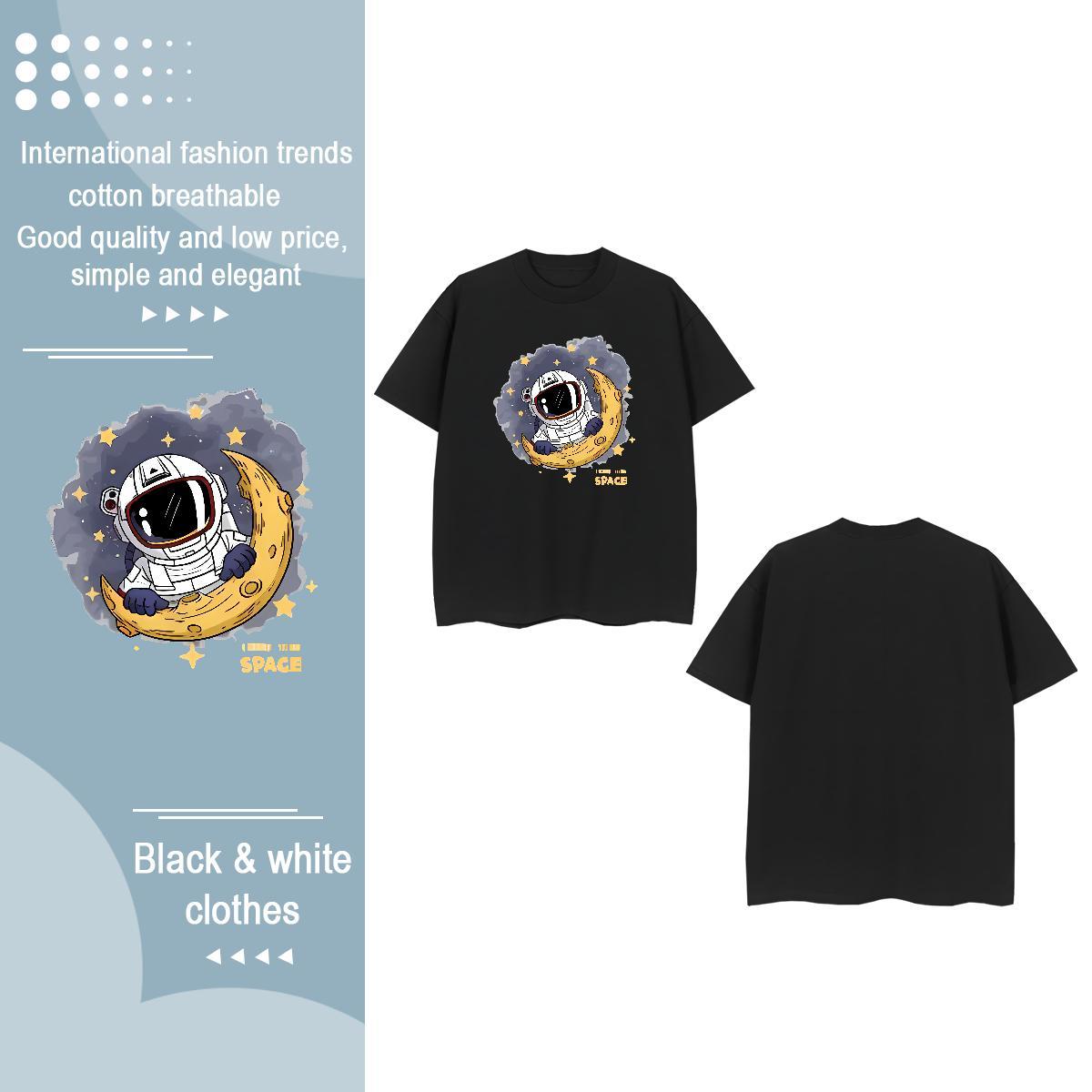 Custom T-Shirts for Women Breathable Crew Neck 230g 100% Cotton Womens Tshirts Skull spaceman Beach Lady Clothes Shirt