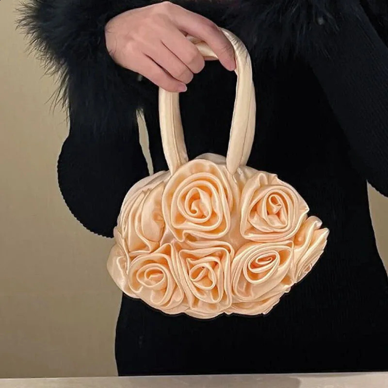 Fashionable and unique floral ball evening gown bag suitable for womens Crsosbody handbag brides wallet 240821