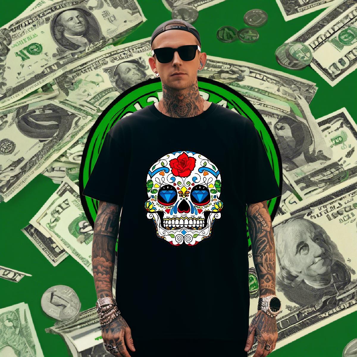 Comfortable Men T Shirts 230g Cotton skull Summer Casual Custom Print Oversized Crew Neck Breathable Men Tees Designer Fashion Polos