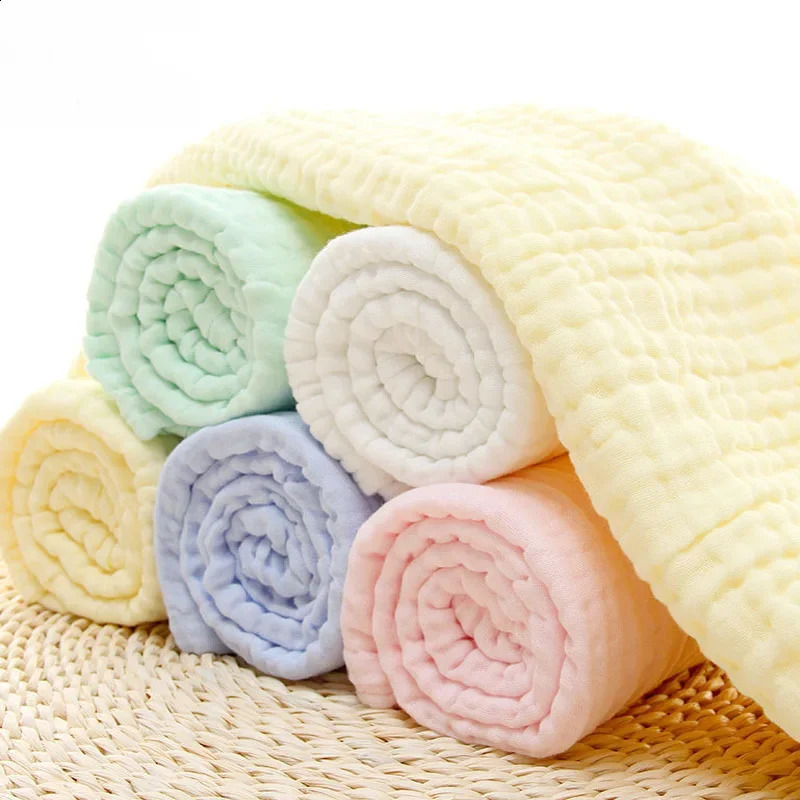 6 Layers 105*105cm Pure Cotton Bubble Muslin Blanket Infant Gauze Bath Towel Baby Receiving Blanket Kids Swaddle Bedding 240813