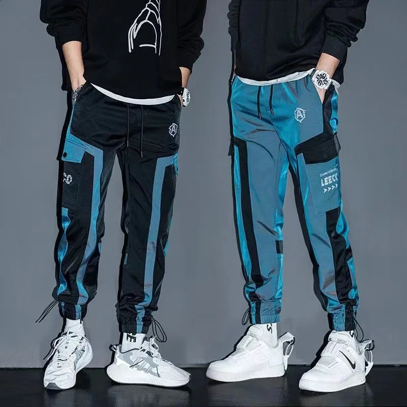 Mens Cargo Pants Fashion Hip Hop Multi-Pocket Casual Trousers Trendy Streetwear Solid Sweatpants Elastic Waist Loose Harem Pant 240822