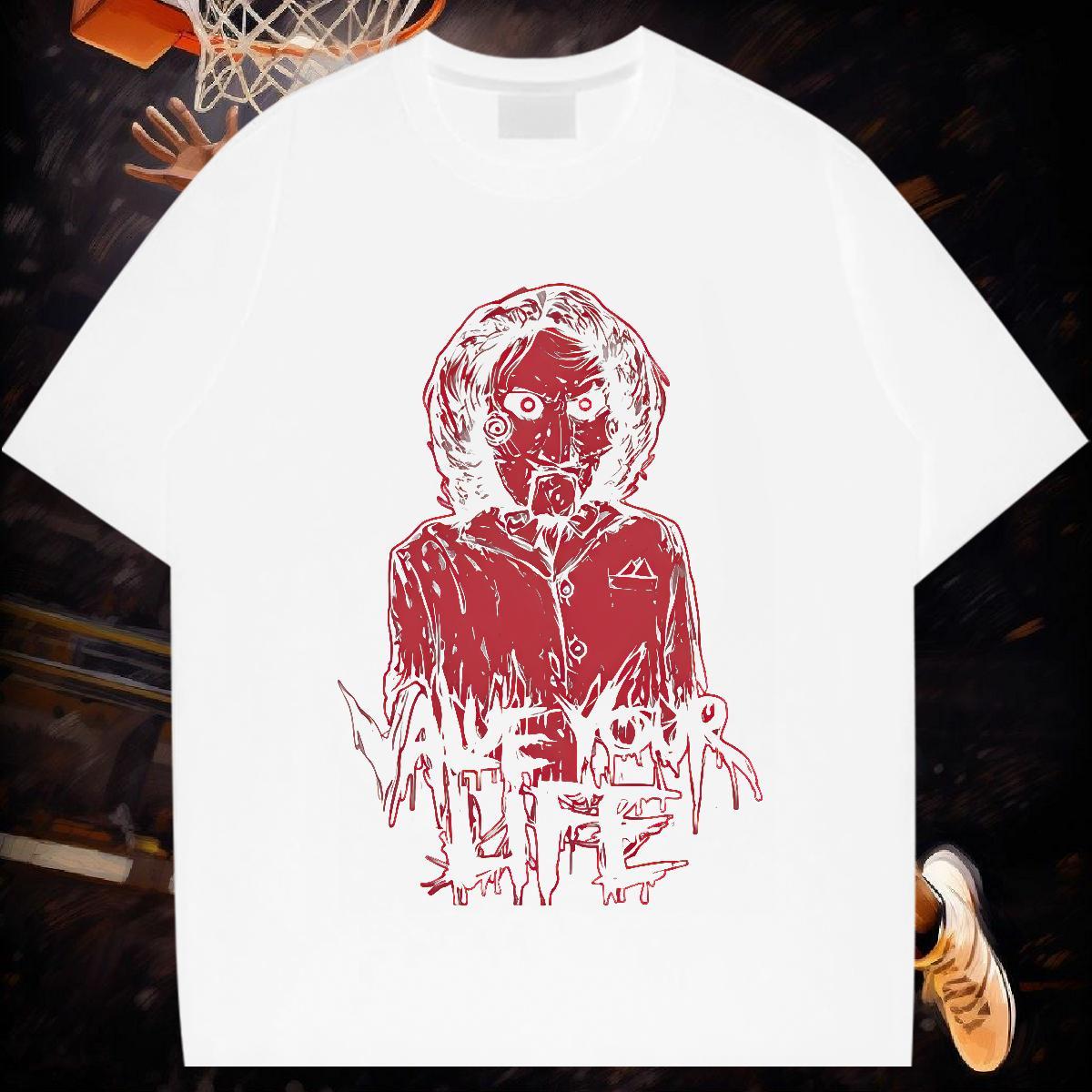 Fashion New skull Men Tshirts 100% Cotton 230g T-Shirts Custom Anime High Street Hip Hop Breathable Soft Clothes