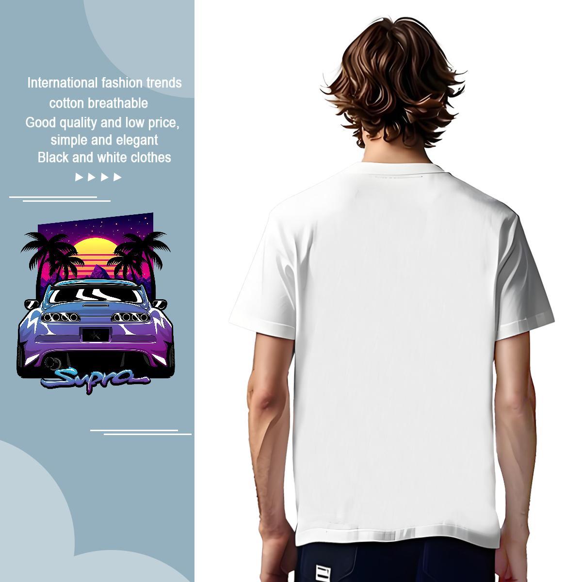 Wholesale car Man T Shirts Beach Men Clothes T-Shirt 230g 100% Cotton Factory Direct Pure Cotton Graphic Tees Shirts