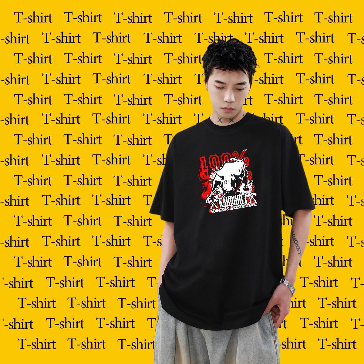 Fashion Casual Spring Summer Men Tops Tees blood Breathable Crew Neck 100% Cotton 230g Men T Shirts Unisex Asian Size Clothes