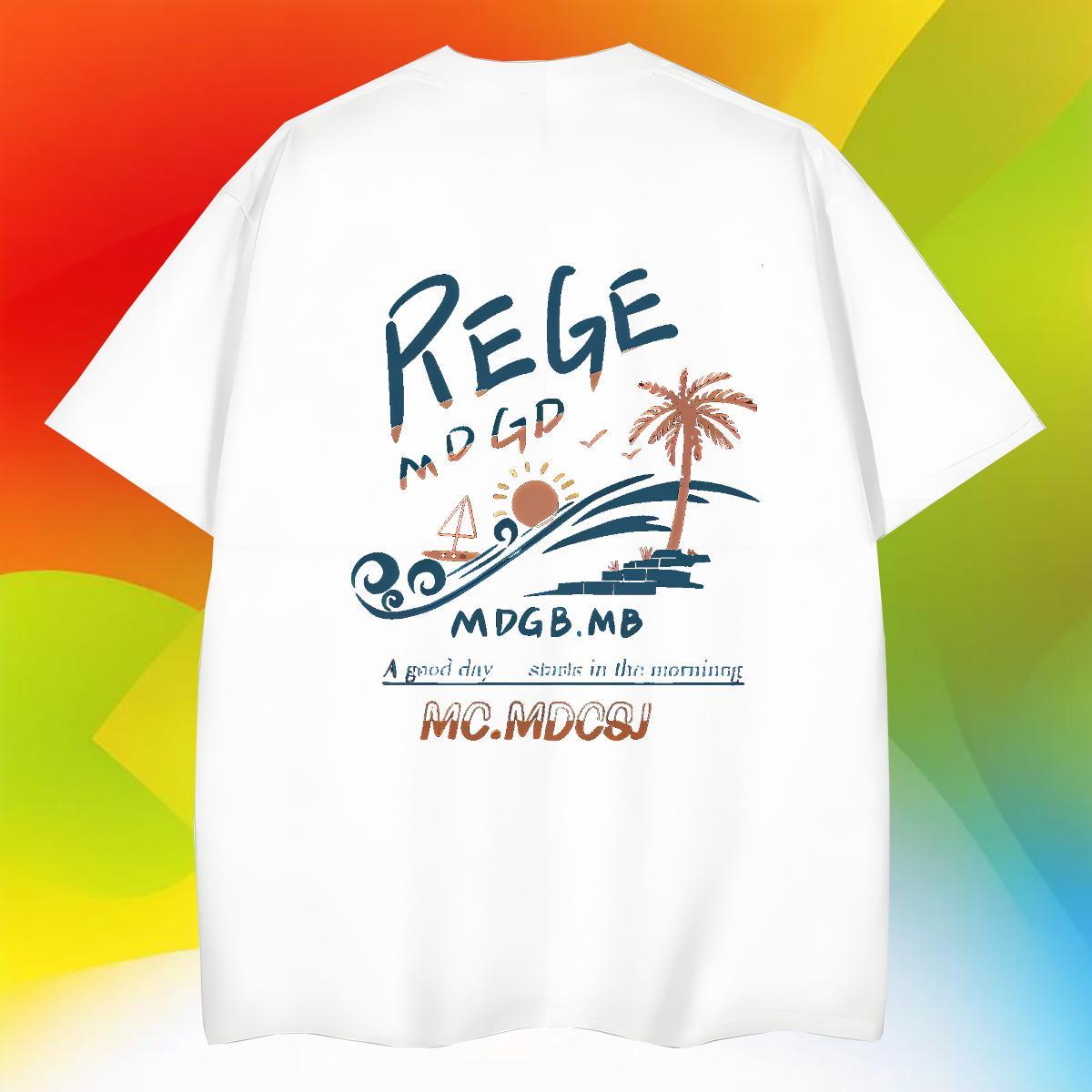 Popular Men Tshirts Sport 230g 100% Cotton Custom Print Oversized O Neck Short Sleeves sea wave T-Shirts Classic Casual Tops Tees