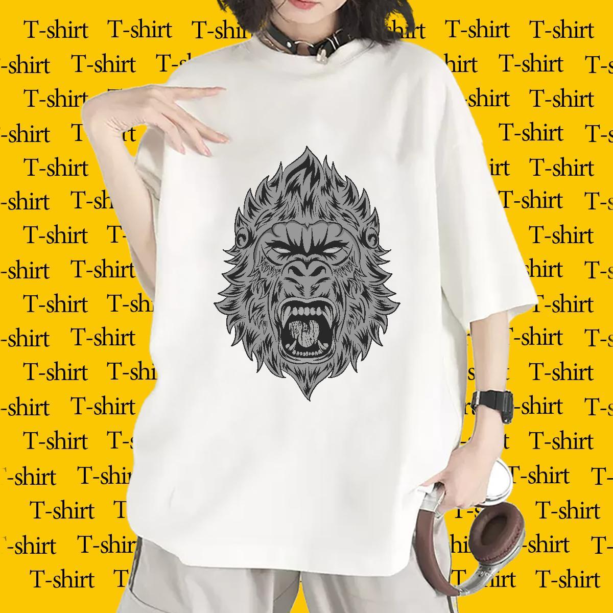 Brand Women T Shirts O-Neck Short Sleeve 230g Pure Cotton Women Tees Custom Print Plus Size chimpanzee Summer Casual Free Shipping Top Shirts