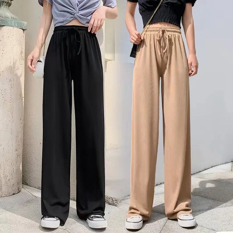 Women Casual Joggers Tech Pants Solid Low Waist Pants Drawstring Wide Leg Baggy Trousers Y2k Streetwear Oversize Sweatpants 240821