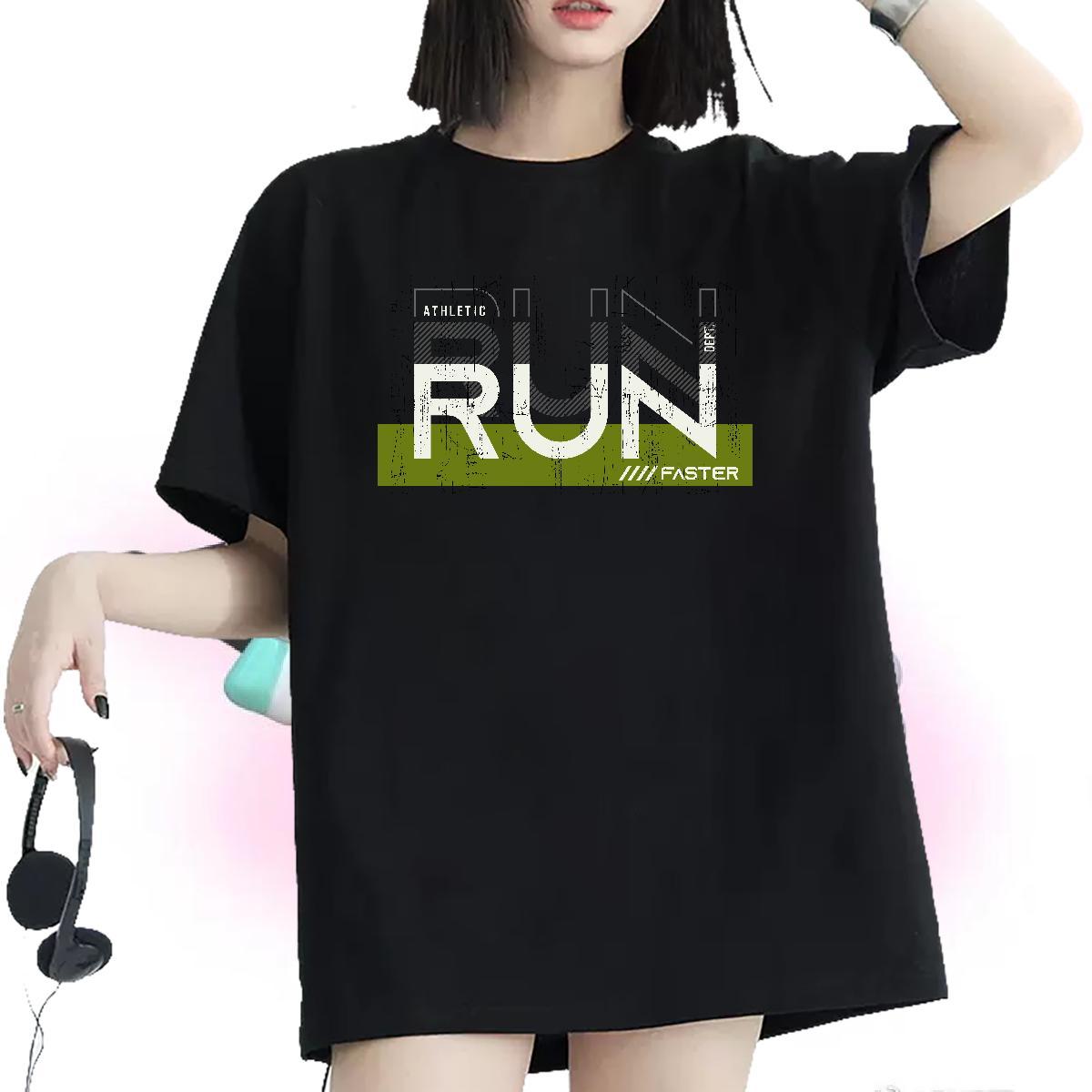 5A Women Tees 100% Cotton 230g run Casual Sport T-Shirts for Women Crew Neck DIY Printed Clothes Shirt