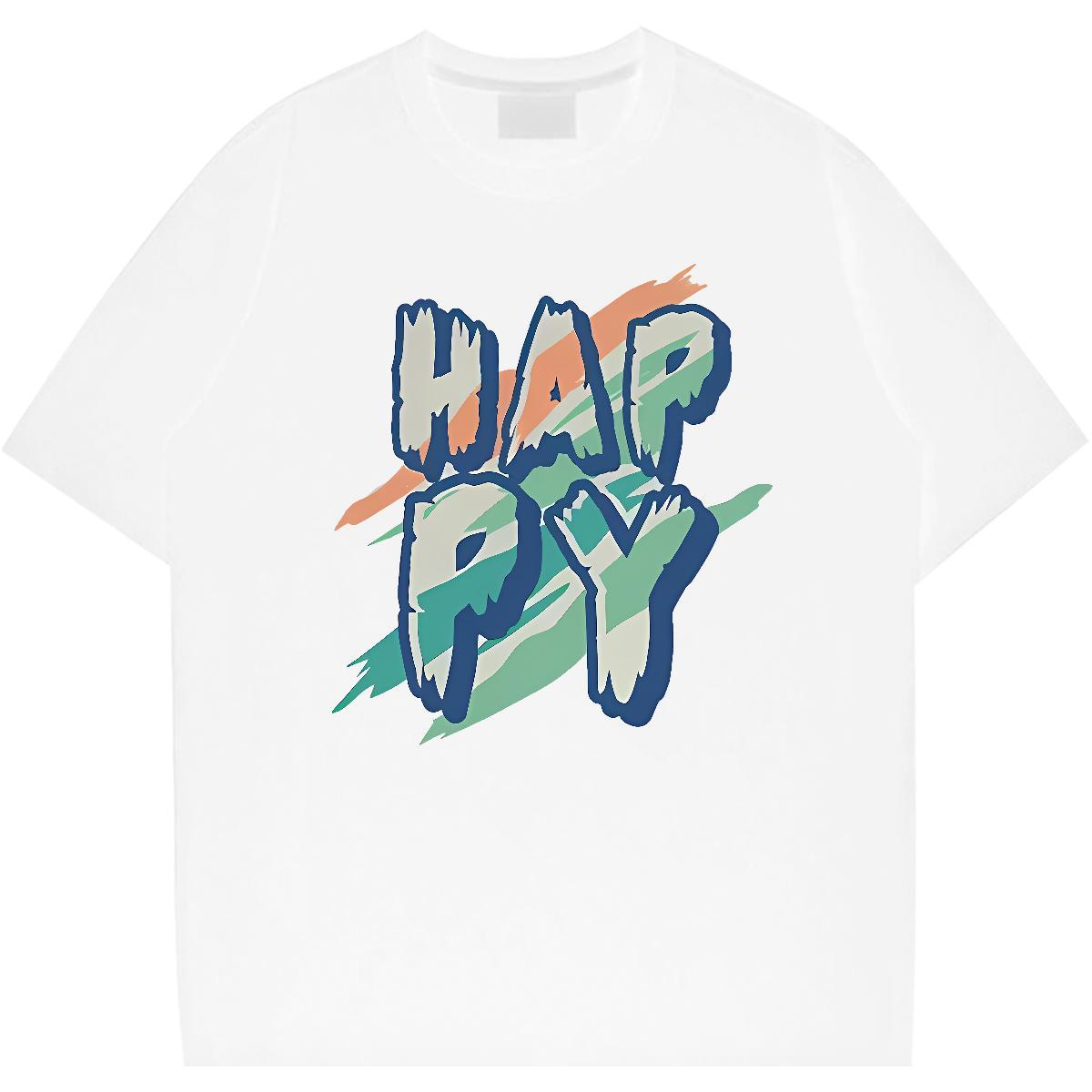 Cool Men Clothes T-Shirt Street Wear 230g 100% Cotton DIY Round Neck Short Sleeve happy Mens T Shirts Designer Tee Shirt