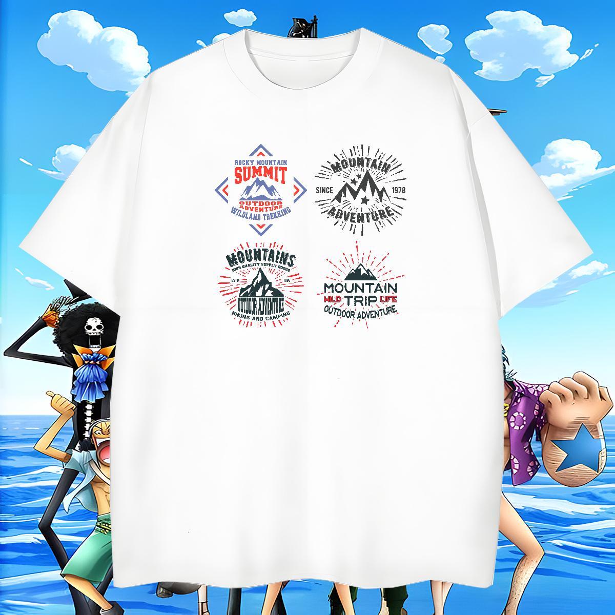 Unisex Men Tops Tees Beach 230g Pure Cotton Cartoon Printing L-4XL O Neck Short Sleeves letter Men T Shirts 2024 DIY Polos