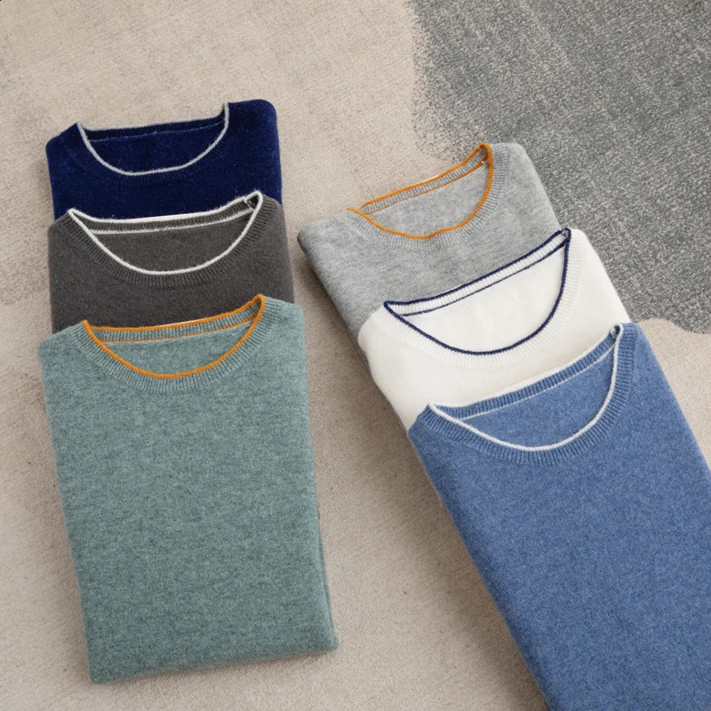 ATTYYWS selling mens O-neck short sleeved sweater T-shirt casual business knitted mens pure wool pullover sweater 240821