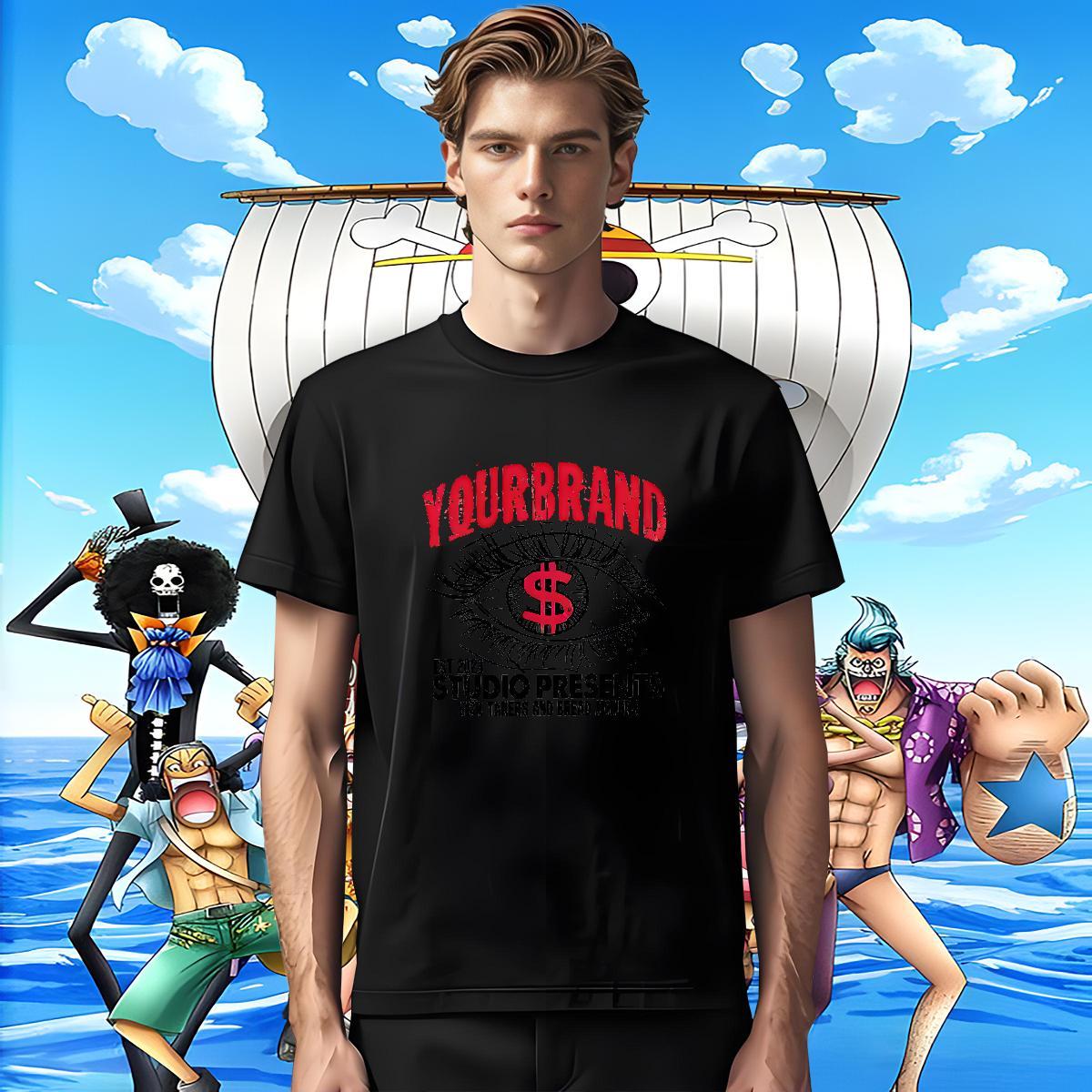 Classic Men Tees Casual Beach 230g Pure Cotton Custom Anime Crew Neck Breathable eyes T Shirts Men Fashion Clothings