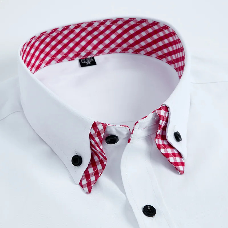 Mens Long Sleeve Formal Dress Shirt Fashion Double Collar Slim Fit Business Office Work Smart Casual Button Down Shirt 240822