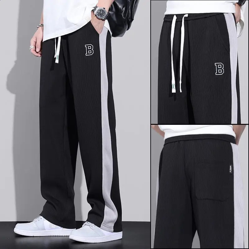 Harajuku Fashion Men Oversize Big Size Sweatpants Summer Thin Elastic Waist Baggy Streetwear Joggers Sports Wide Casual Trousers 240822